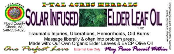Solar Infused Elder Leaf Oil 1oz