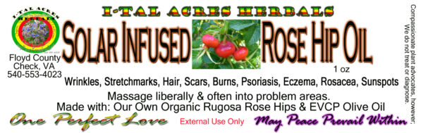 Solar Infused Rose Hip Oil 1oz