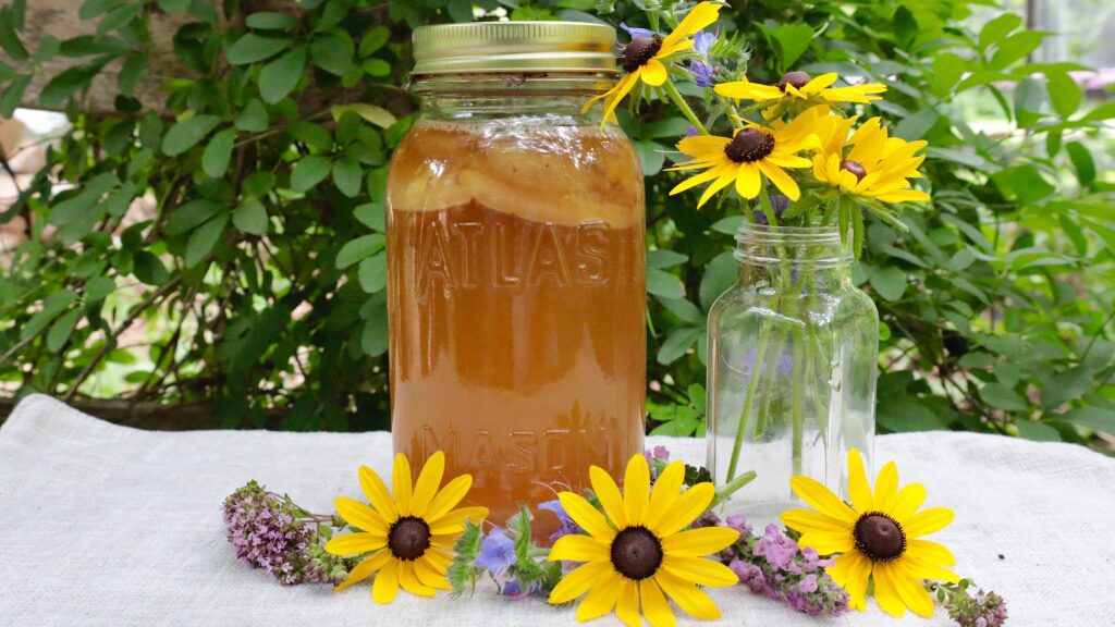 kombucha with flowers banner Ital Acres Kombucha Mothers